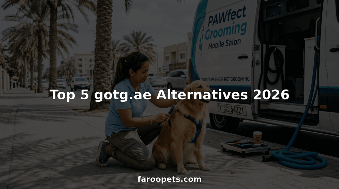 Mobile pet groomer with dog and grooming van Dubai