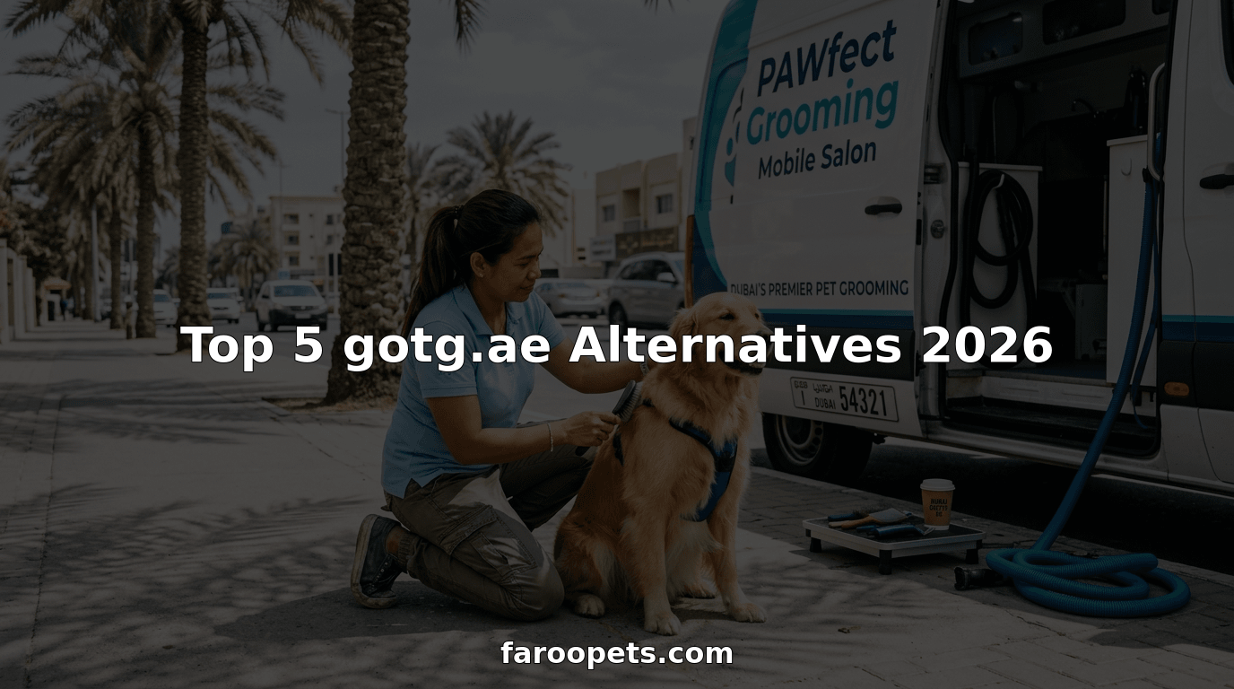 Mobile pet groomer with dog and grooming van Dubai