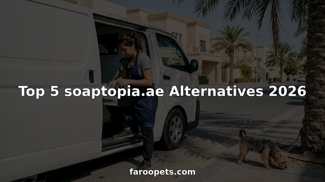 Mobile pet grooming van in Dubai neighborhood
